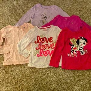 Bundle of five long sleeve girl tops. Size 4T-5